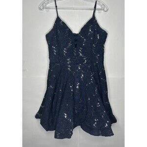 Windsor Thin Strap Fit & Flare Sparkle Formal Dress Navy/Silver Size 13/14